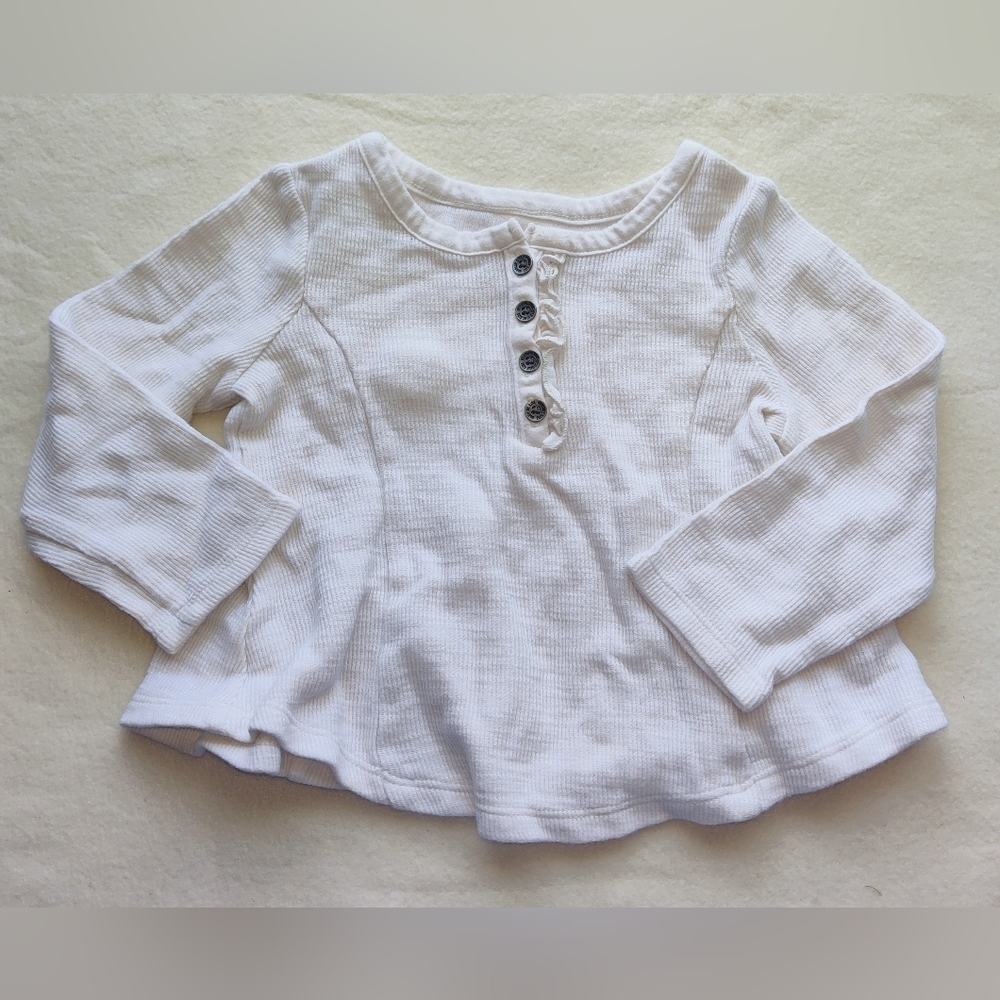 Genuine Kids Oshkosh Long Sleeve White 1/2 Button Blouse Size 18 Months